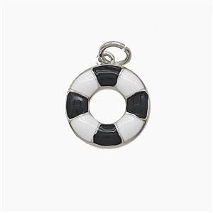 Copper Lifebuoy Pendant Enamel Platinum Plated, approx 13mm