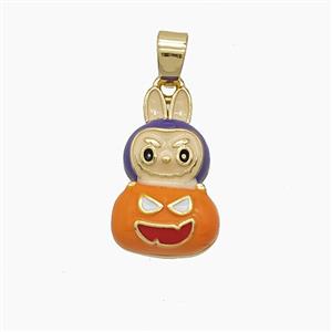Copper Labubu Halloween Pendant Enamel Gold Plated, approx 10-16mm