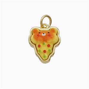 Copper Food Pendant Pave Resin Gold Plated, approx 11-12mm