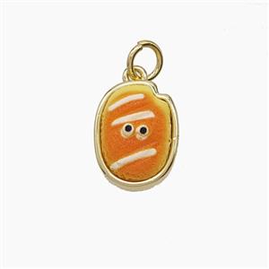 Copper Food Pendant Pave Resin Gold Plated, approx 10-13mm