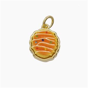 Copper Food Pendant Pave Resin Bread Gold Plated, approx 11-12mm