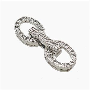 Copper Clasp Pave Zirconia Platinum Plated, approx 8.5-25mm