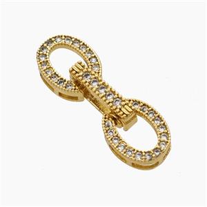 Copper Clasp Pave Zirconia Gold Plated, approx 8.5-25mm