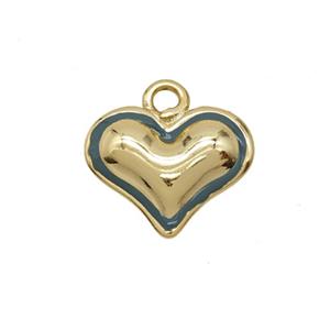 Copper Heart Pendant Teal Enamel Gold Plated, approx 15mm