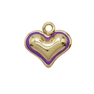 Copper Heart Pendant Lavender Enamel Gold Plated, approx 15mm