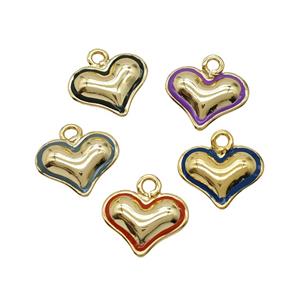 Copper Heart Pendant Enamel Gold Plated Mixed, approx 15mm
