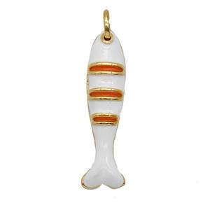 Copper Fish Pendant White Enamel Gold Plated, approx 6-24mm