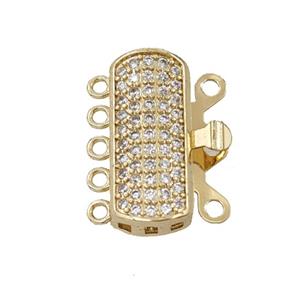 Copper Clasp Pave Zirconia Gold Plated, approx 15-19mm