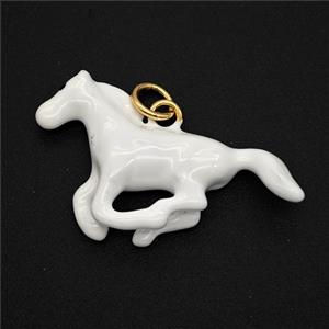 Copper Horse Pendant White Painted Gold Plated, approx 18-28mm