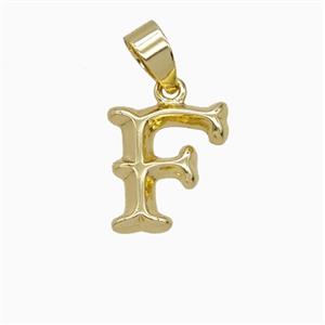 Copper Letter-F Pendant Gold Plated, approx 10-13mm