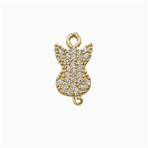 Copper Cat Pendant Pave Zirconia Gold Plated, approx 8-10mm