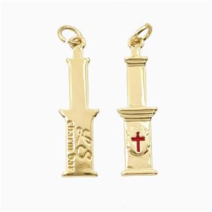 Copper Tombstone Pendant Cross Gold Plated, approx 8-25mm