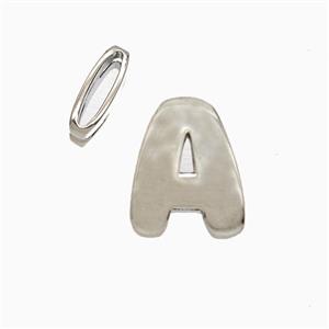 Copper Letter-A Beads Flat Hole Platinum Plated, approx 8-14mm, 1.6-10mm hole