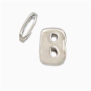 Copper Letter-B Beads Flat Hole Platinum Plated, approx 8-14mm, 1.6-10mm hole