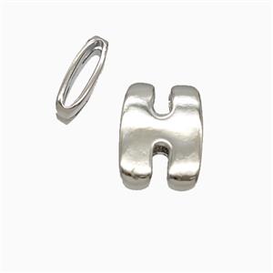 Copper Letter-H Beads Flat Hole Platinum Plated, approx 8-14mm, 1.6-10mm hole