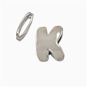 Copper Letter-K Beads Flat Hole Platinum Plated, approx 8-14mm, 1.6-10mm hole