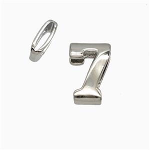 Copper Number-7 Beads Flat Hole Platinum Plated, approx 5-14mm, 1.6-10mm hole