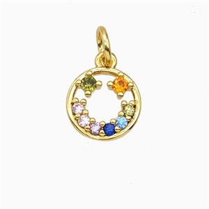 Copper Flower Pendant Pave Zirconia Gold Plated, approx 9mm