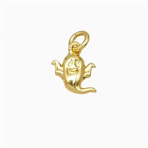 Halloween Ghost Charms Copper Pendant Gold Plated, approx 6-7mm
