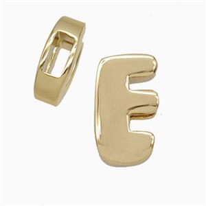 Copper Letter-E Beads Flat Hole Gold Plated, approx 14-17mm, 4-8mm hole