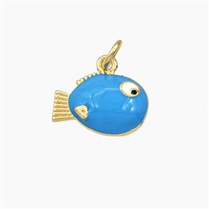 Copper Fish Pendant Blue Enamel Gold Plated, approx 9-14mm