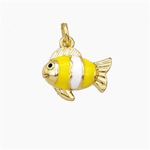 Copper Fish Pendant Yellow Enamel Gold Plated, approx 11-14mm