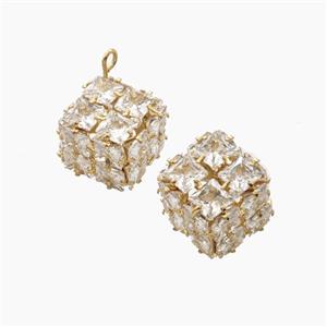 Copper Pendant Pave Zircon, Gold Plated, approx 11.5mm