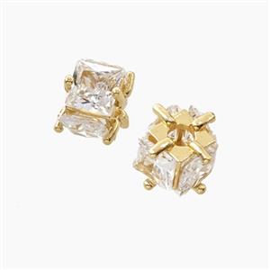 Copper Pendant Pave Zircon, Gold Plated, approx 9mm