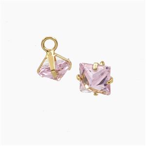 Copper Pendant Pave Zircon, Gold Plated, approx 7-8mm