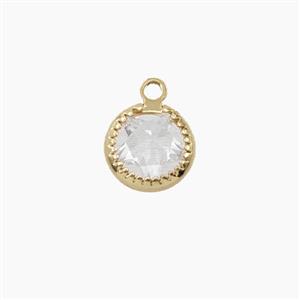 Copper Pendant Pave Zircon, Gold Plated, approx 7.5mm