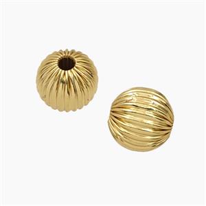 Copper Round Beads Ribbed Gold Plated, approx 10mm