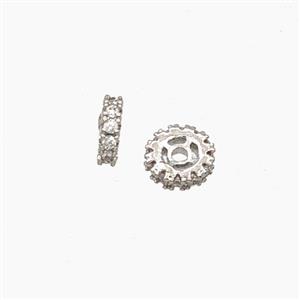 Copper Heishi Spacer Beads Pave Zirconia Platinum Plated, approx 6mm