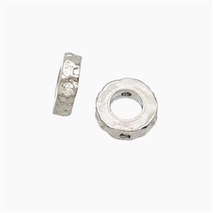 Copper Rings Beads Pave Zirconia Platinum Plated, approx 8mm