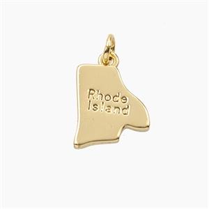 Copper Maps Of Rhode Island Pendant Gold Plated, approx 12-14mm