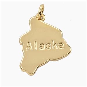 Copper Maps Of Alaska Pendant Gold Plated, approx 18-20mm