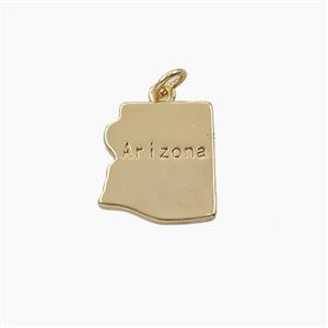 Copper Maps Of Arizona Pendant Gold Plated, approx 14-15mm