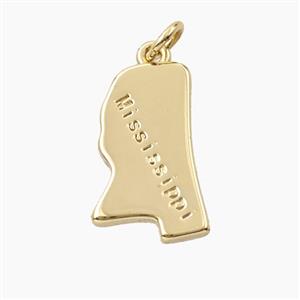 Copper Maps Of Mississippi Pendant Gold Plated, approx 11-18mm