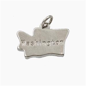 Copper Maps Of Washington Pendant Platinum Plated, approx 10-17mm