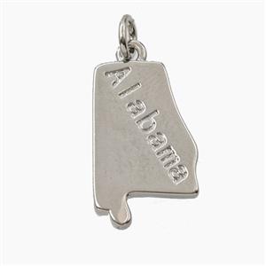 Copper Maps Of Alabama Pendant Platinum Plated, approx 12-19mm
