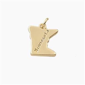 Copper Maps Of Minnesota Pendant Gold Plated, approx 12-13mm