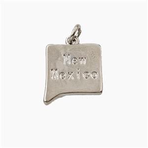 Copper Maps Of New Mexico Pendant Platinum Plated, approx 14-15mm