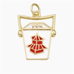 Chinese Togo Box Charms Copper Pendant Enamel Gold Plated, approx 15-18mm