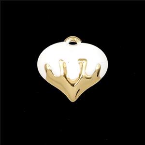 Copper Heart Pendant White Enamel Gold Plated, approx 15mm