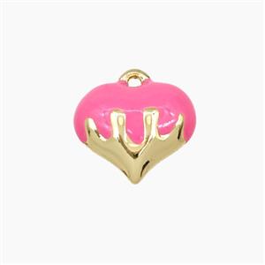 Copper Heart Pendant Pink Enamel Gold Plated, approx 15mm