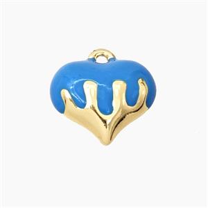 Copper Heart Pendant Blue Enamel Gold Plated, approx 15mm