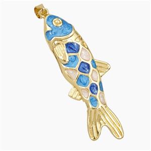 Copper Fish Pendant Enamel Gold Plated, approx 17-47mm