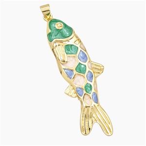 Copper Fish Pendant Enamel Gold Plated, approx 17-47mm