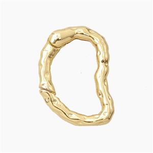 Copper Carabiner Clasp Hammered Gold Plated, approx 14-20mm