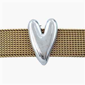 Copper Heart Beads Flat Hole Platinum Plated, approx 10-16mm, 3-11mm hole