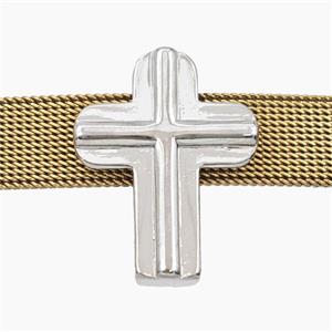 Copper Cross Beads Flat Hole Platinum Plated, approx 19-24mm, 3-16mm hole